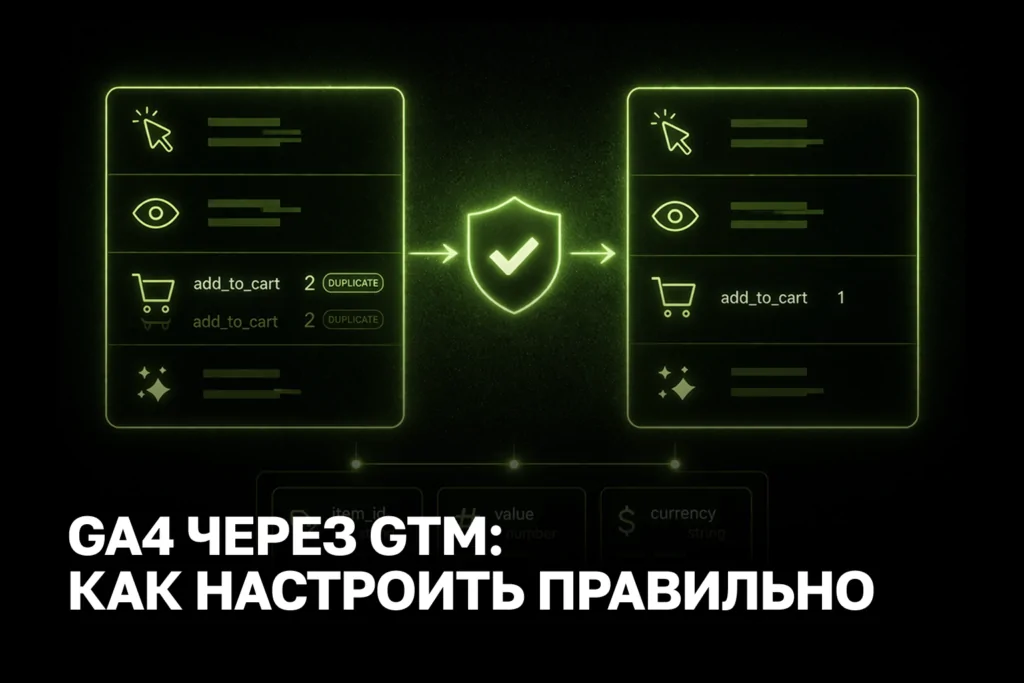 Настройка GA4 через GTM для e-commerce без дублей и с custom parameters