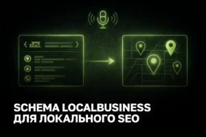 Schema.org разметка LocalBusiness + PostalAddress для локального pack и voice search