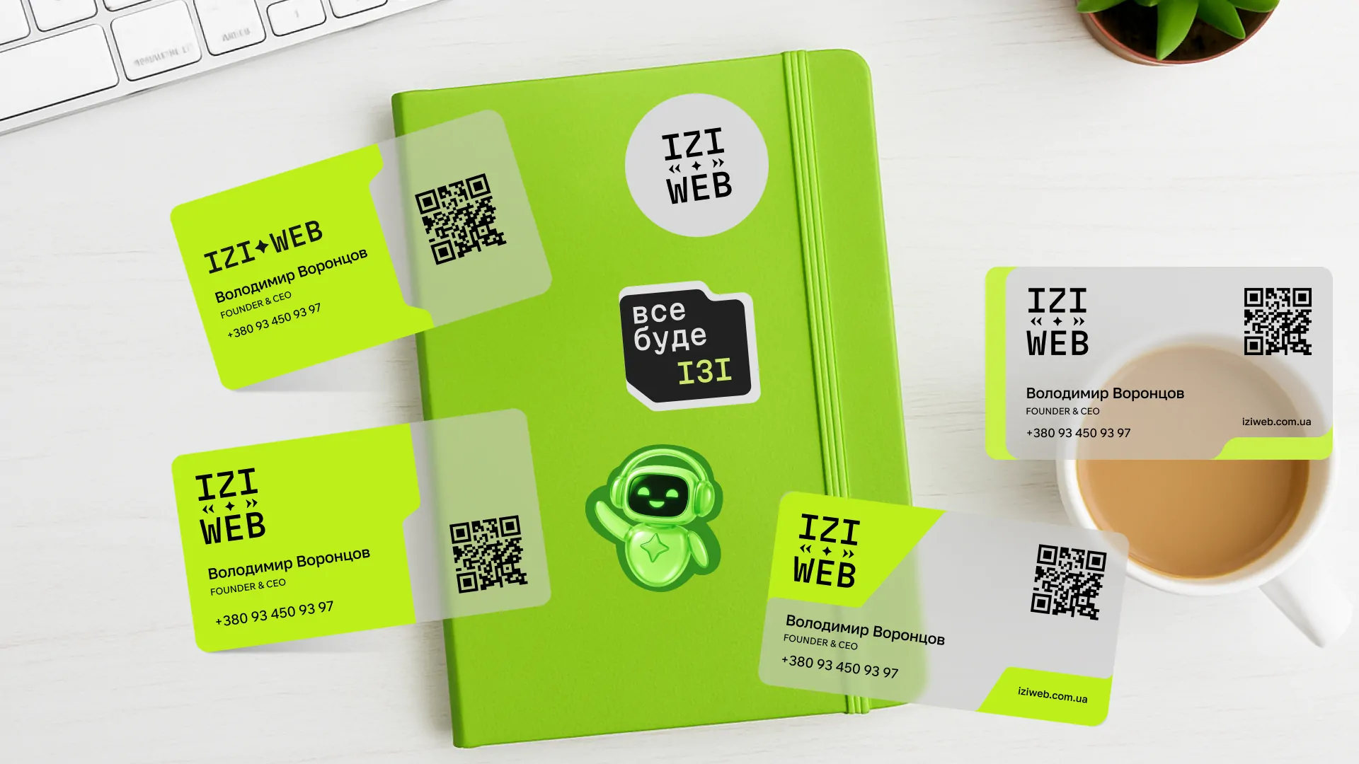 Iziweb branding personal cards stikers